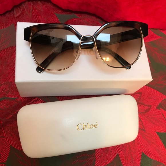 Chloe Accessories - Chloé dafne brown tortoise gold sunglasses w/case